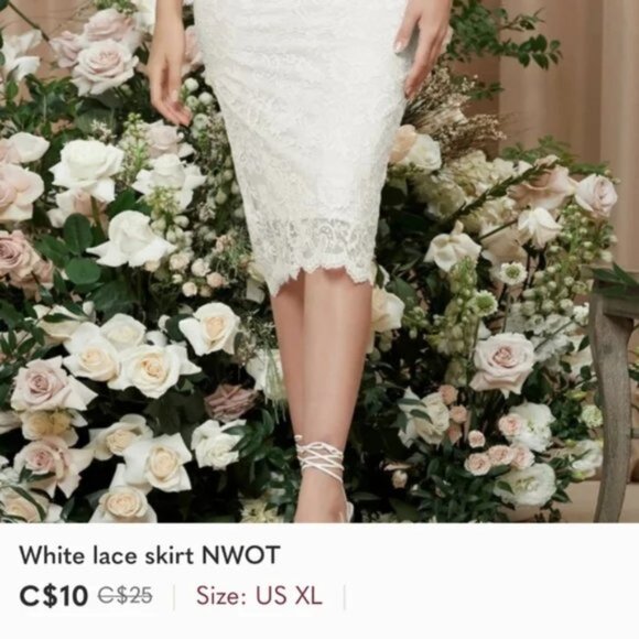 White Stretch Lace Overlay Skirt Size 12 NWOT - Picture 2 of 3